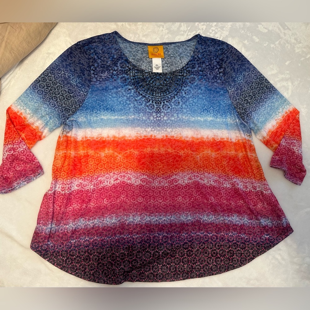 Ruby Rd Multicolor Hombre Rhinestone Knit Top. Pe… - image 3